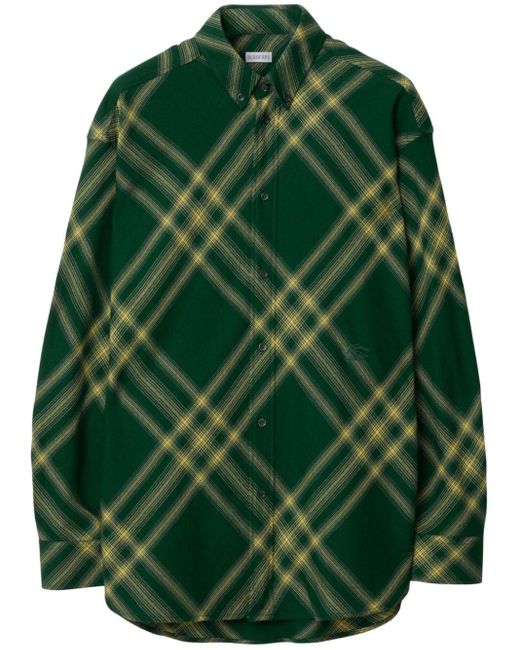 Manteau en laine à coupe mi-longue Burberry pour homme en coloris Green