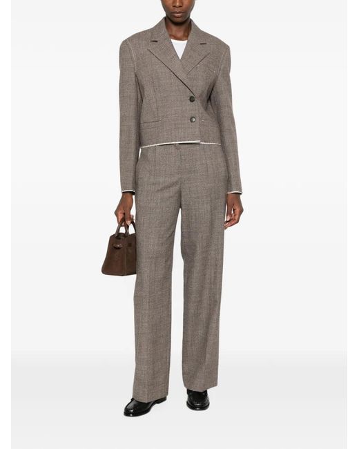 Tela Gray Cropped Double-Breasted Jacket
