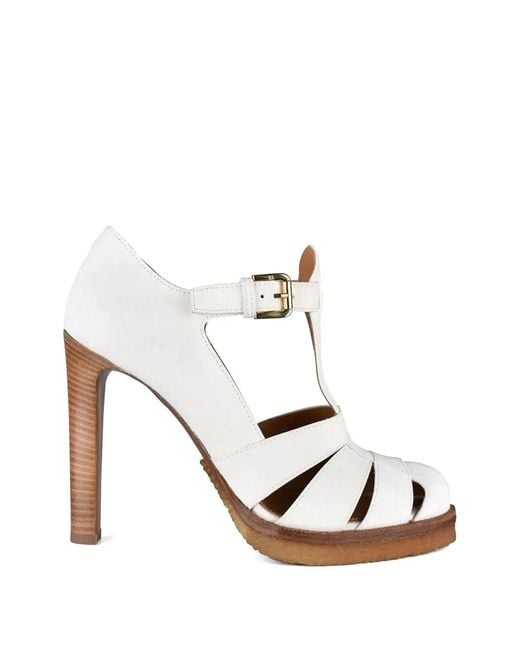 Ralph Lauren White Kayda T-Strap Sandals
