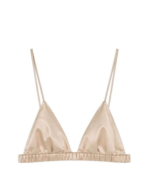 Frankie Shop Natural Nina Satin-Finish Triangle Bralette