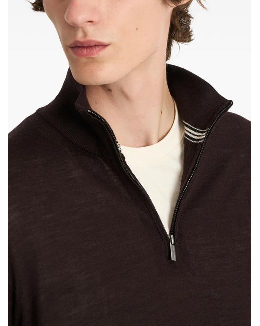 Pringle of Scotland Black Quarter-Zip Merino Wool Sweater for men