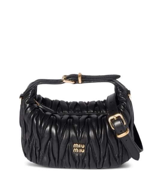 Miu Miu Wander Matelassé Mini Shopper in het Black