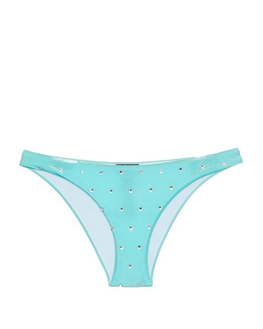 DSquared² Blue Crystal-embellished Velvet Bikini Bottom