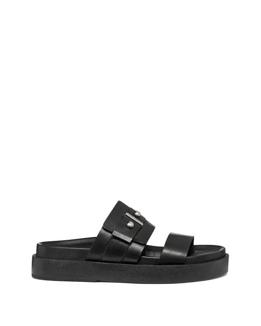 Geox Black Adelash H Buckle-Detail Platform Slides