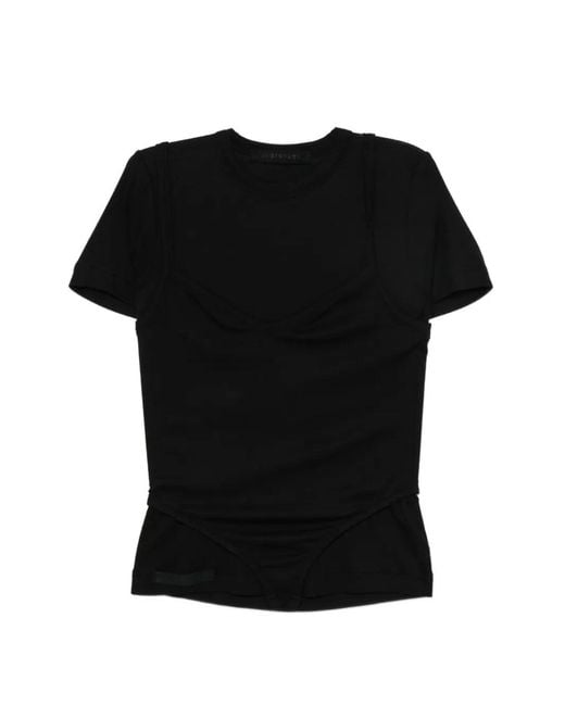 ALAINPAUL Black Layered-Effect Ribbed T-Shirt