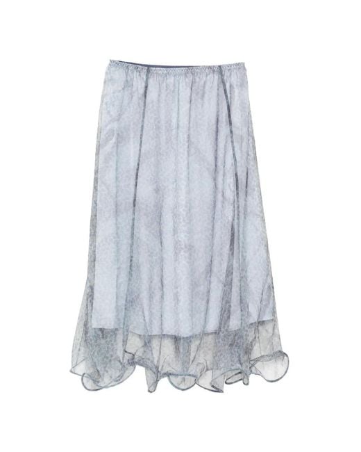 JNBY Blue Paisley-Print Midi Skirt