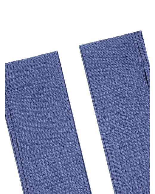 Bompard Blue Ribbed Thumb Mittens