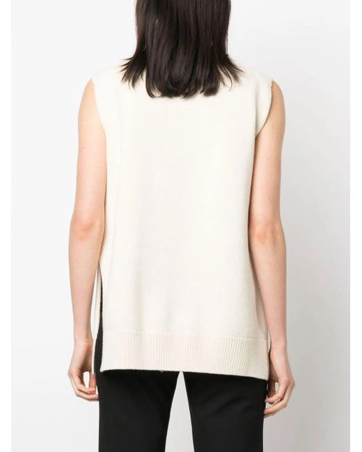 Jil Sander White Cashmere Wool Blend Knit Vest