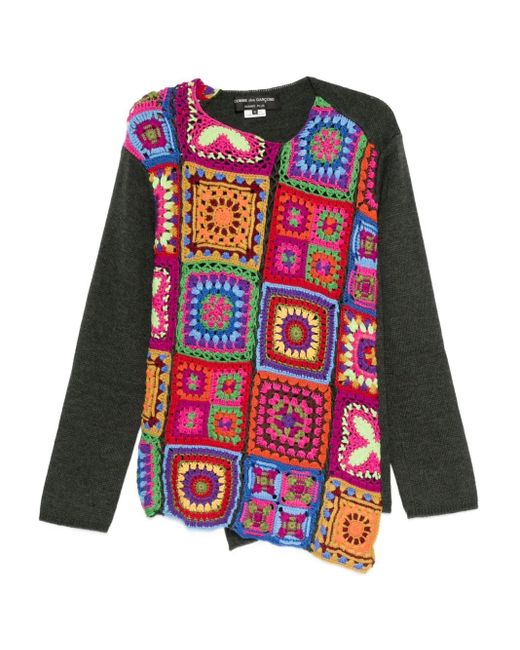 Comme des Garçons Wollen Trui Met Gehaakt Vlak in het White voor heren