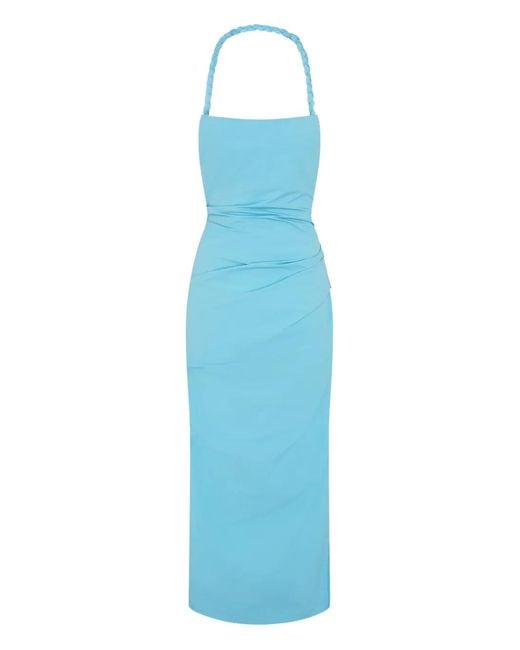 Paris Georgia Blue Romy Braided-Halterneck Midi Dress