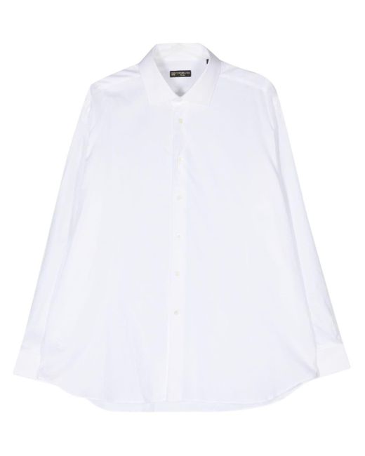 Corneliani White Patterned Jacquard Cotton Shirt for men