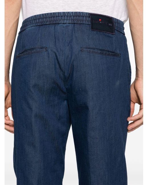 Kiton Blue Elasticated-waist Slim-cut Trousers for men