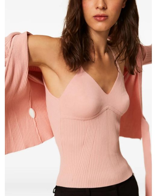 Twinset Pink Brooch Knit Top (Set Of Two)