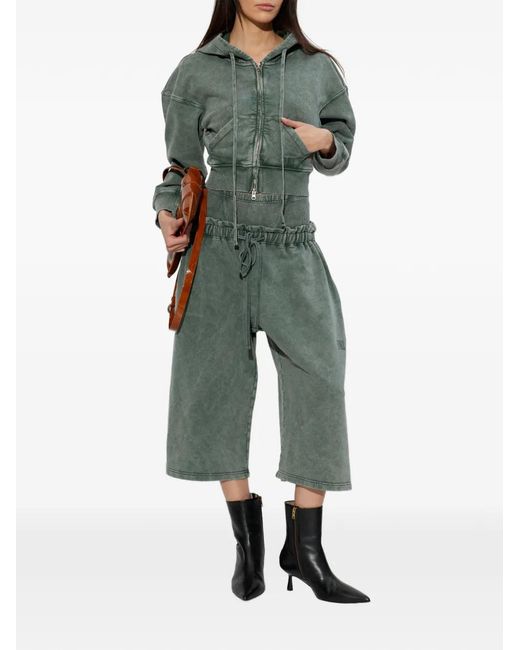 KNWLS Green Drawstring-Fastening Ruffled Track Pants