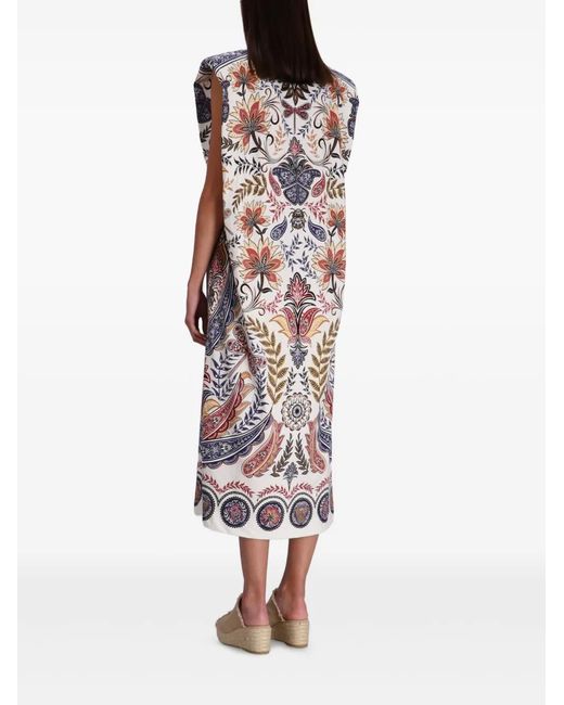 Abito Midi Boho Glam A Fiori di Farm Rio in White