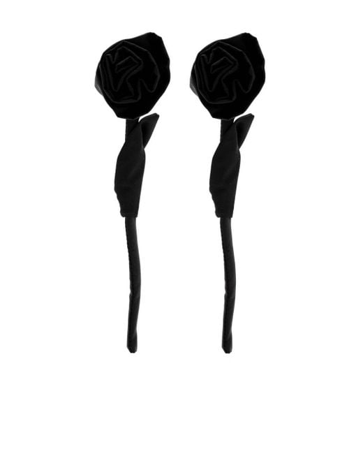 Orecchini con pendente Rose di Simone Rocha in Black