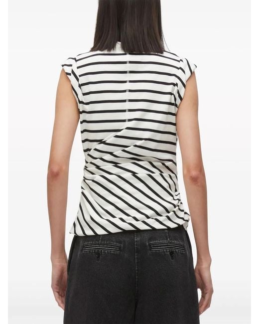 3.1 Phillip Lim Black Draped Striped Tank Top