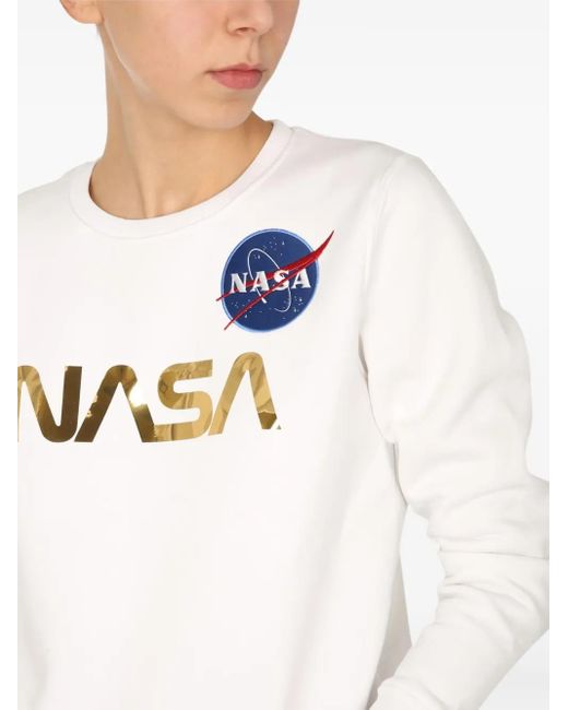 Alpha Industries White Nasa-Logo Sweatshirt