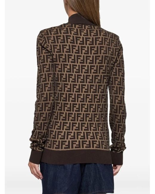 Fendi Trui Met Hoge Hals En Ff-Patroon in het Brown