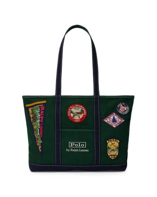 Polo Ralph Lauren Black Patch-Embellished Canvas Tote Bag for men