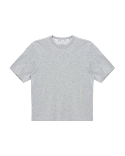 MARINE SERRE Gray Moon-Logo Cotton T-Shirt for men