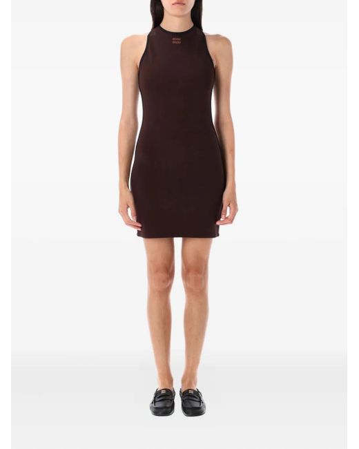 Miu Miu Black Ärmelloses Kleid mit überkreuzten Trägern