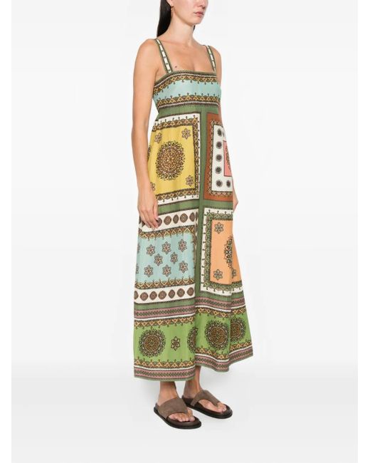 ALÉMAIS Metallic Contina Square-Neck Midi Dress