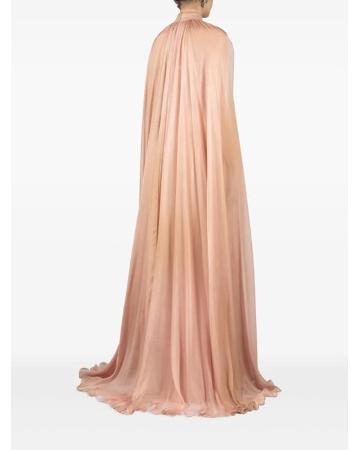 Elie Saab Pink Printed Chiffon Gown