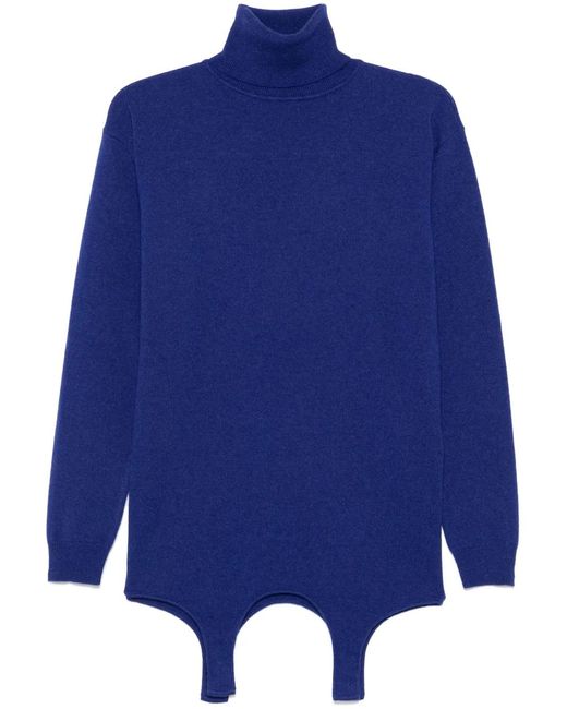 Saint Laurent Blue High-Turtleneck Cashmere And Silk Pullover