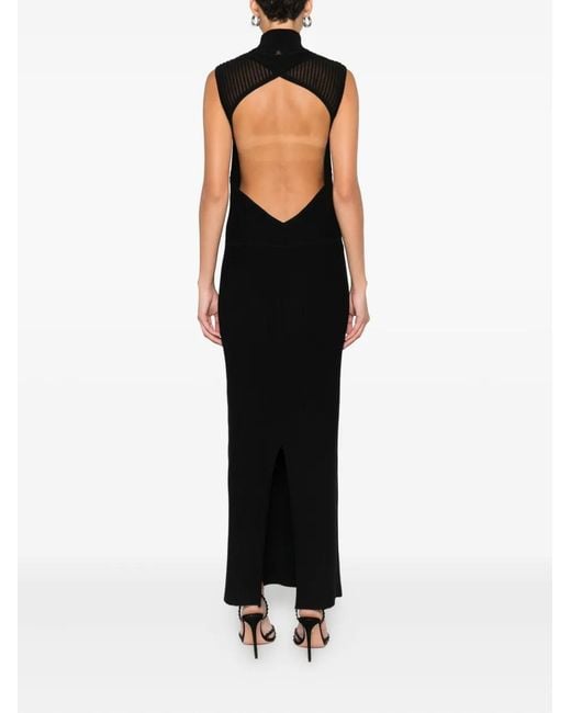 Patrizia Pepe Black Ribbed High-Neck Dress
