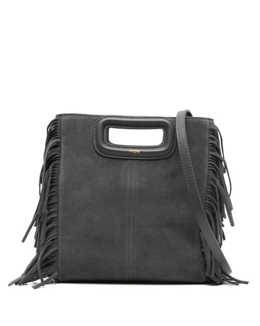 Maje Black M Fringed Suede Cross Body Bag