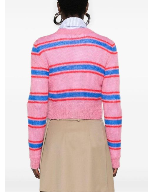Striped cropped cardigan DSquared² de color Pink
