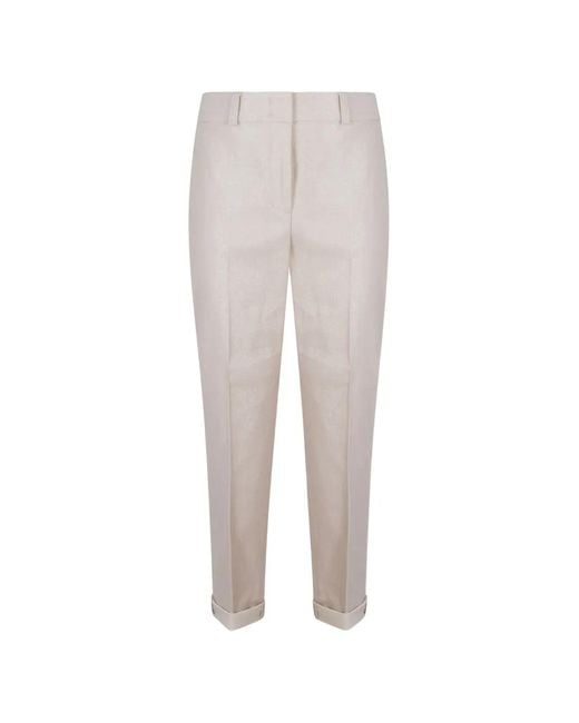Peserico White Pantalon À Ourlet Retroussé