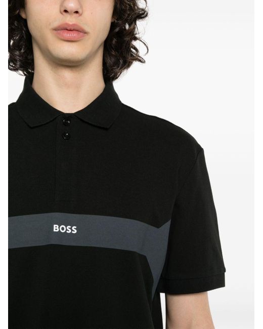 Boss Poloshirt mit Logo-Print in Black für Herren