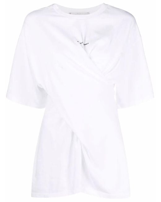 Stella McCartney White Twist Logo Print T-Shirt