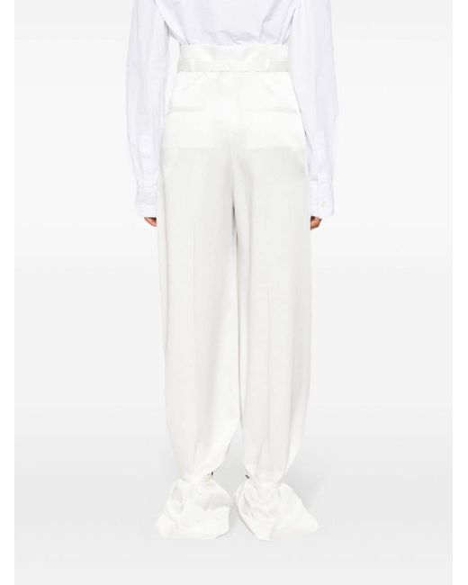 Jil Sander White Crepe Pleated Straight Trousers