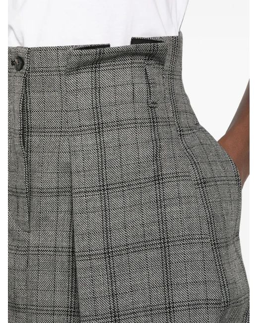 Tela Gray Check-Pattern Pleated Mini Skirt