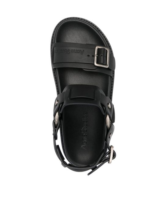 Buckle-fastening leather sandals Acne en coloris Black