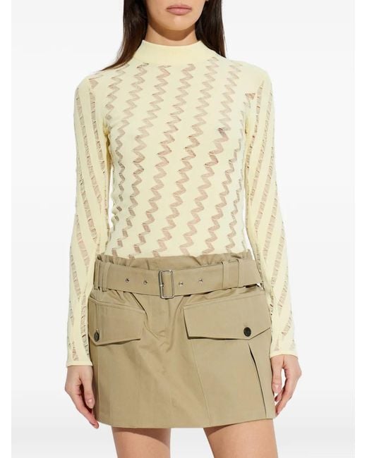 IRO Yellow Aliona Zigzag-Pattern Top