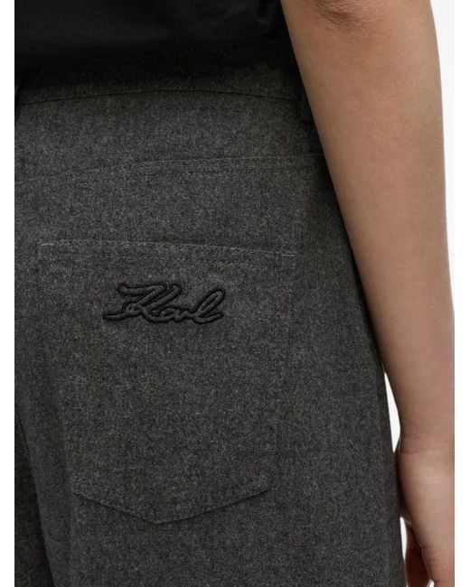 Karl Lagerfeld Gray Wide-Leg Flannel Pants