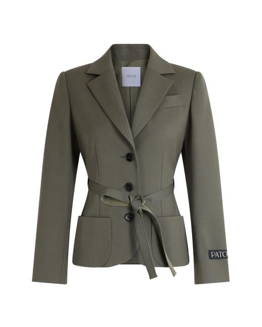Patou Green Belted Single-Breasted Blazer