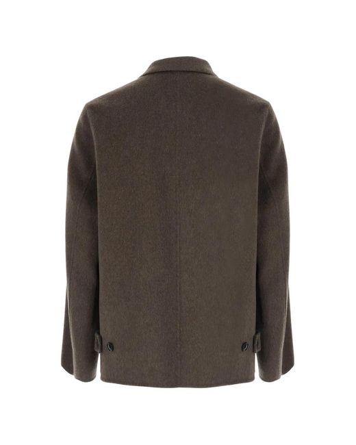 Grifoni Brown Button-Fastening Brushed Coat for men