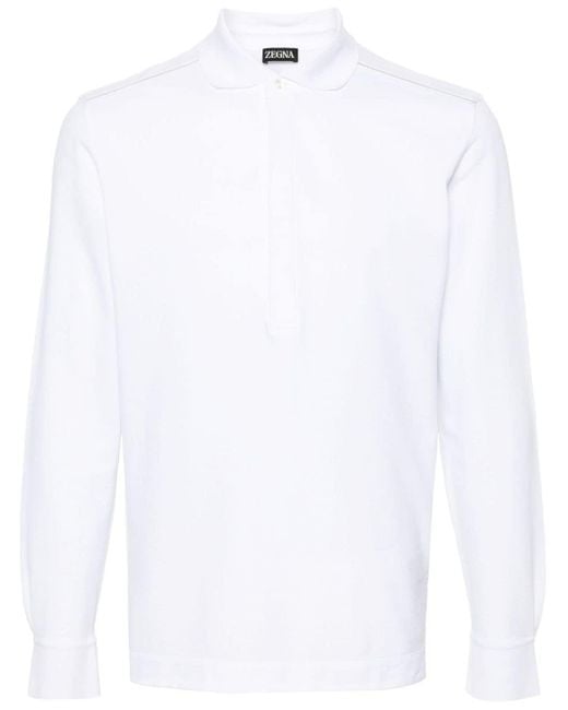 Zegna Poloshirt mit langen Ärmeln in White für Herren