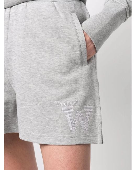 Woolrich Blue Logo-Embroidered Organic Cotton Shorts