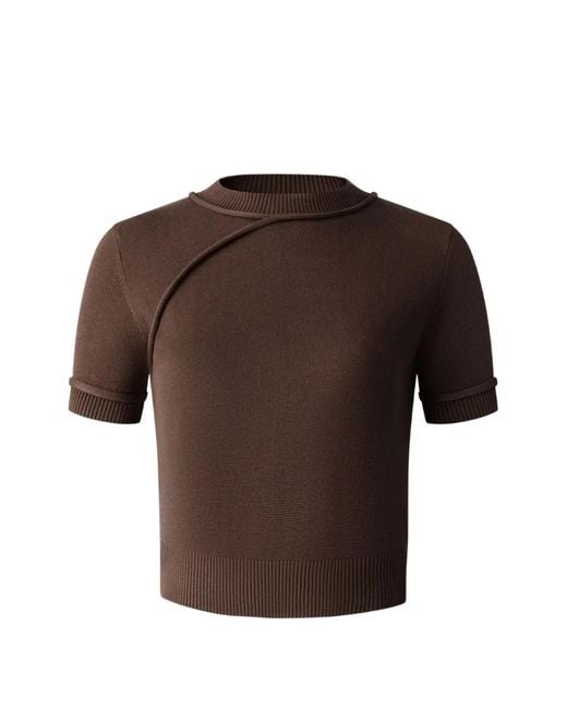 Shanghai Tang Brown Qipao Short-Sleeve Top