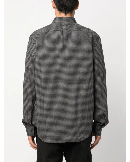 Woolrich Gray Gingham-Check Cotton Shirt for men
