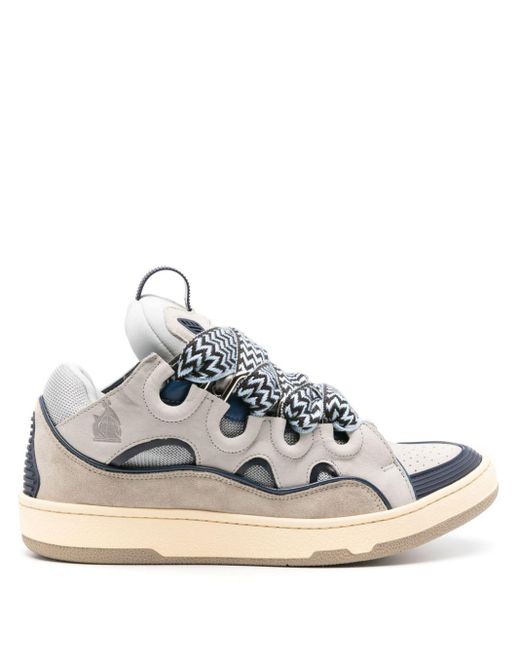 Lanvin Gray Curb Lace-up Sneakers for men