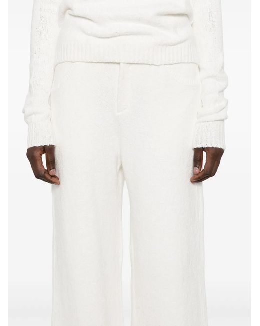 AYA MUSE White Wide-Leg Knitted Trousers
