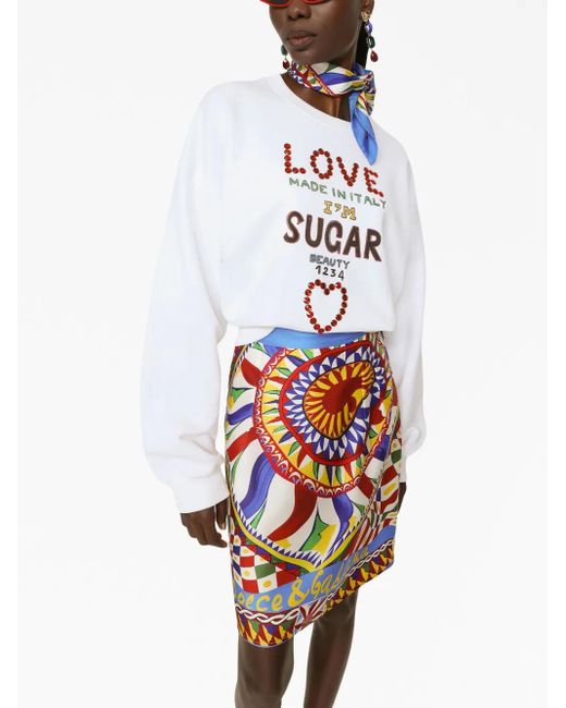 Felpa Con Decorazione di Dolce & Gabbana in White