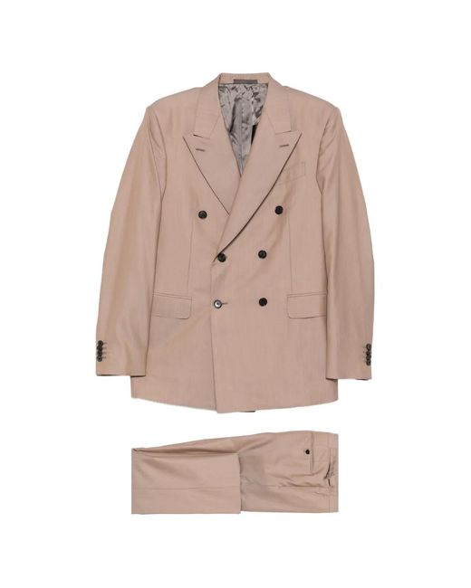 Caruso Natural Costume À Veste À Boutonnière Croisée for men
